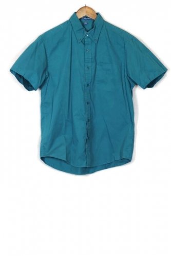 Port Authority Blue Green Men's Button Down Short Sleeve Dress Shirt Size M 015
