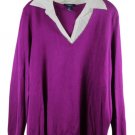 Chaps Purple Women's Collared Top Blouse Long Sleeve Pullover 2X 023