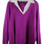 Chaps Purple Women's Collared Top Blouse Long Sleeve Pullover 2X 023