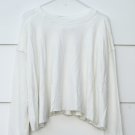 Angie White Women's Cropped Long Sleeve Shirt Stretch Size Medium 014