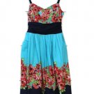 Dressbarn Women's Blue Floral Empire Waist Bow Tie Back T Strap Summer Dress 020