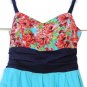 Dressbarn Women's Blue Floral Empire Waist Bow Tie Back T Strap Summer Dress 020