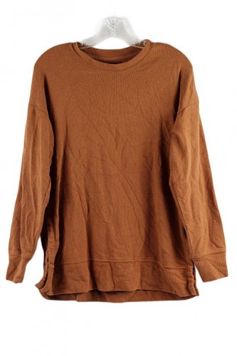 Versona Brown Women's Long Sleeve Pullover Top Blouse XS 049