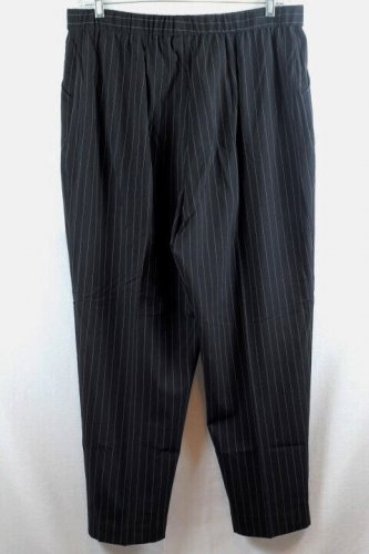 Dressbarn Stretch Black Striped Women's Dress Pants Elastic Waist Pull On 20 058