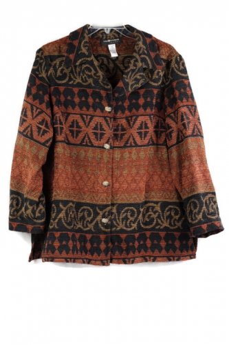 Sag Harbor Multicolor Women's Long Sleeve Dress Blouse Collar Button Up 16W  048