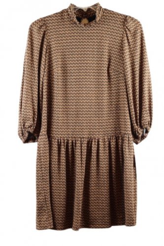 52Seven Brown Women's Mock Neck Hacci Dress Small 030