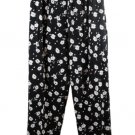 Liz Claiborne Black Women's Casual Pants Floral Pattern Drawstring Large 042