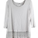 Kaktus White Women Top Blouse Lace Knit Bottom Long Sleeve Medium 049