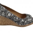 Dexflex Comfort Black & White Floral Women's Espadrille Wedges Size 7 1/2
