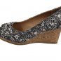 Dexflex Comfort Black & White Floral Women's Espadrille Wedges Size 7 1/2