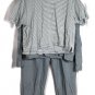 Liz Claiborne Blue Striped Solid Women's 3 Pc Pants Top Sweater XL 041