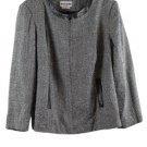 Joan Leslie Black White Herringbone Women's Light Blazer Zip Closure 16W 060