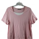 Croft & Barrow Pink White Trim Women's Stretch Top Blouse Pullover 2X 008
