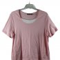 Croft & Barrow Pink White Trim Women's Stretch Top Blouse Pullover 2X 008