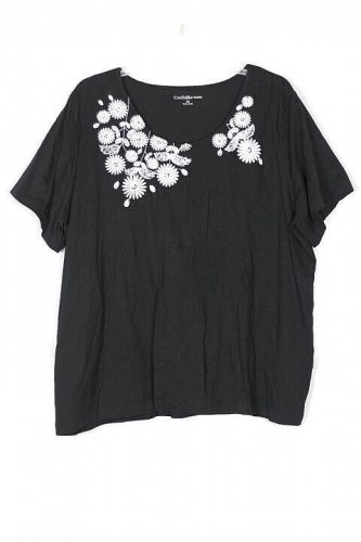 Croft & Barrow Black Women's Short Sleeve Top Blouse Size 2X 013