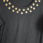 Jones New York Black Women's Top Blouse Studded 3/4 Sleeves Neckline Size 2X 016