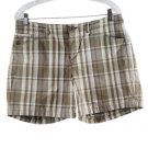 Dockers Collection Plaid Brown Women's Shorts Mid Rise Curvy 10 056