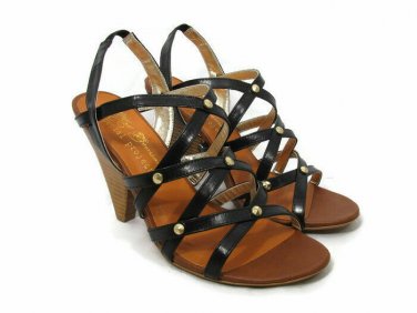 Matt Bernson Women's Gladiator Sandals Heels Special Project Black Leather 8M