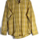 IZOD Yellow Plaid Men's Long Sleeve Dress Shirt Button Down Size Medium 015