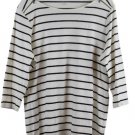 Croft & Barrow Striped White Black Women's Top Blouse Pullover 1X 060