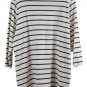 Croft & Barrow Striped White Black Women's Top Blouse Pullover 1X 060