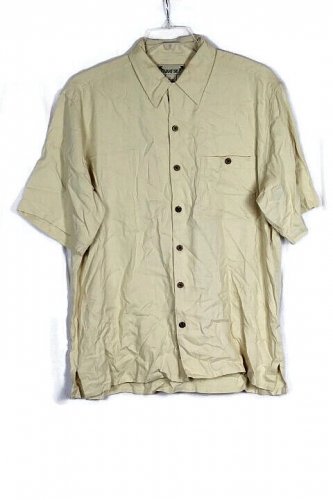 Paradise Coves Tan Men's Short Sleeve Hawaiian Shirt Button Up Large 012