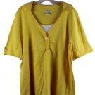 Hampshire Studio Yellow Women's Collared Top Shirt Short Sleeve Pullover 2X 059
