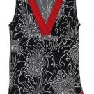 Cato Black White Women's Sleeveless Blouse Empire Sim Red Trim V Neck 18/20W 005
