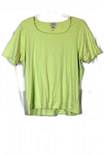 Jennifer Moore Green Women's Short Sleeve Top Shirt Pullover 1X 038