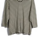 Jones New York Striped Women's Long Sleeve Shirt Blouse V Neck 2X 016