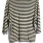 Jones New York Striped Women's Long Sleeve Shirt Blouse V Neck 2X 016
