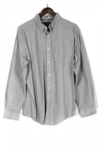 Crofts & Barrow Stretch Gray Men's Dress Long Sleeve Button Down Size L  002
