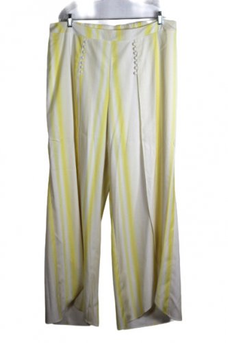 Cato Yellow White Women's Pants Split Front Harem Palazzo Wide Leg 18/20 019