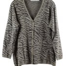 Karen Lessly Brown Women's Cardigan Sweater V Neck Padded Shoulder 2X 060