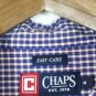 Chaps Easy Care Check Men's Dress Shirt Button Down Short Sleeve Size M  002