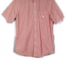 Chaps Orange Striped Men's Dress Shirt Short Sleeve Button Down Medium 014