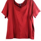 Chaps Red Women's T-Shirt Short Sleeve Pullover Casual 2X 053