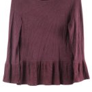 Elle Burgundy Women's Long Sleeve Top Blouse Pullover Medium 049