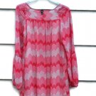 Ezra Women's Pink White Long Sleeve Dress Lined Geometric Pattern Size Small 004
