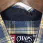 Chaps Plaid Blue Men's Short Sleeve Dress Shirt Button Down Large 014