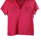 Karen Scott Pink Women's Top Blouse Short Sleeve Collared Pullover Large 048 Karen Scott Pink Women's Top Blouse Short Sleeve Collared Pullover Large 048