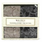 Waverly Celebrations Pashmina Scarf Set of Two Beige & Black Floral Polyester