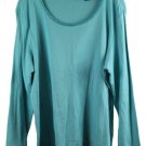 Liz Claiborne Blue Women's Long Sleeve Blouse  Pullover Sequins Neckline 2X 059