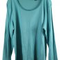 Liz Claiborne Blue Women's Long Sleeve Blouse  Pullover Sequins Neckline 2X 059