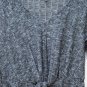 As U Wish Women's Mini Dress Gray White Long Sleeve V Neck Tie Waist Fashion 010