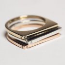 Set of Three - 14K Rose Gold, 14K Yellow Gold & Sterling Silver - Stacking Ring With Diamonds