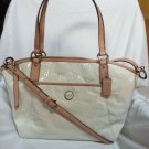 COACH Signature Embossed Liquid Patent Leather Tote Bag Off-White-NWT-SRP:$428
