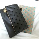 Deux Lux Handbag-Empire State Spiky Foldover Clutch Bag Purse Putty/Black NWOT