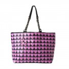 Betsey Johnson Handbags Plastik Hearts Tote Bag Hibiscus Pink/Black-NWT-RP: $88