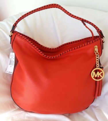 Michael Kors Leather Bennet Large Hobo Shoulder Bag in Mandarin-NWT-SRP:$348